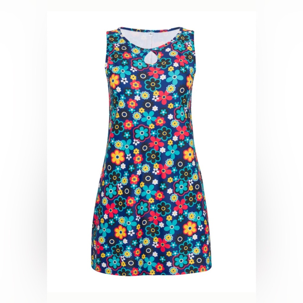 Nuu Muu Athletic Sleeveless A Line Yoga Tunic Dress Far Out Print Size Large